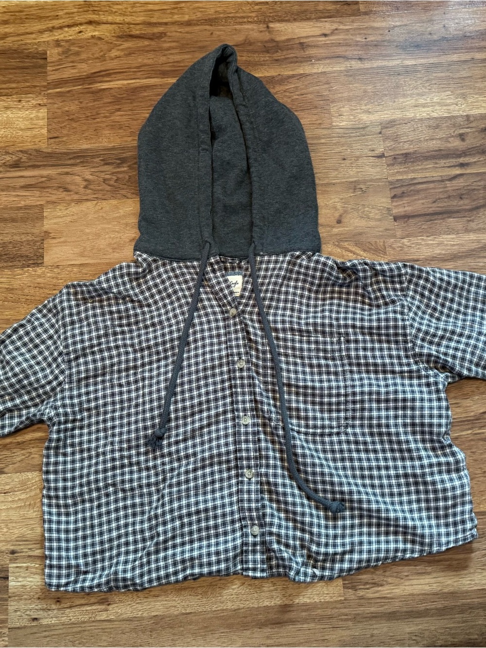 Women’s cropped flannel hoodie - Gray